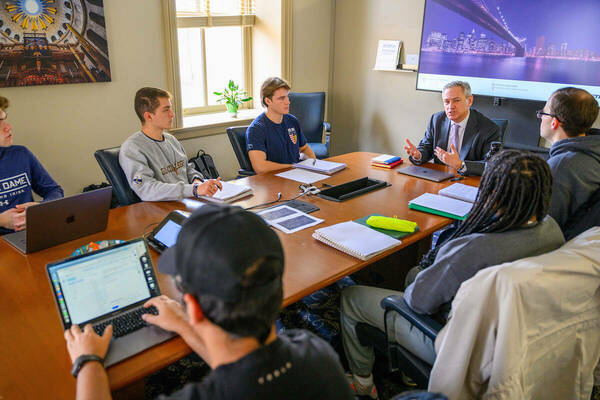Michael Pippenger, vice president and associate provost for internationalization, teaches a first year seminar class.